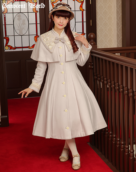 白薔薇コート(グレイッシュピンク×生成)(リクエスト生産)(ご予約)