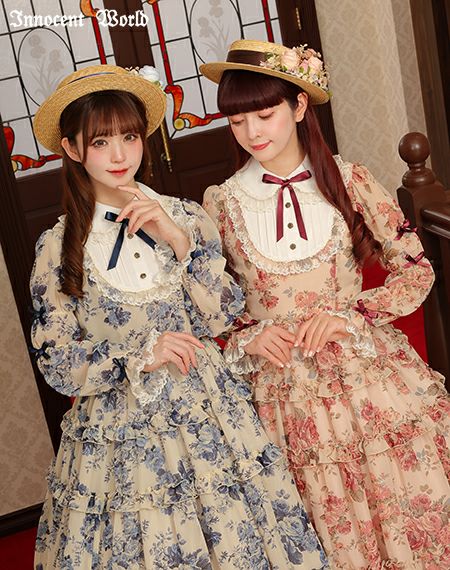 ローズシフォン丸衿ドレス