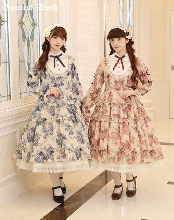 ローズシフォン丸衿ドレス