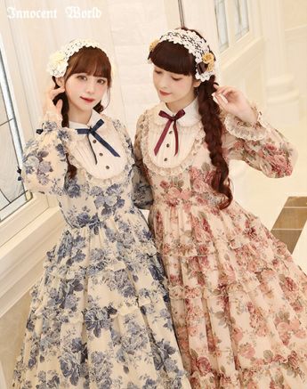 ローズシフォン丸衿ドレス
