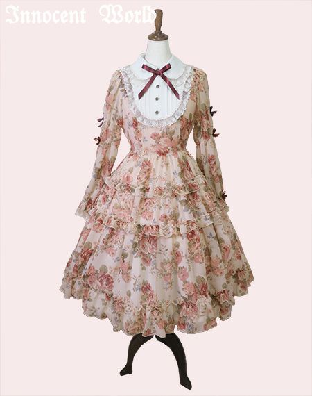 ローズシフォン丸衿ドレス