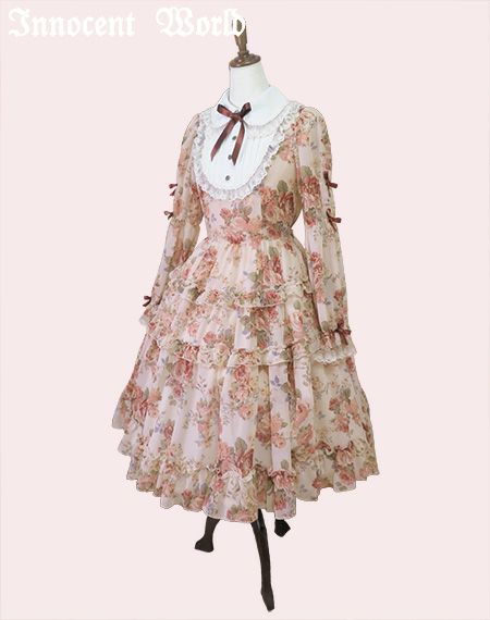 ローズシフォン丸衿ドレス