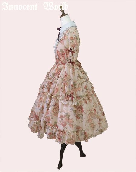 ローズシフォン丸衿ドレス