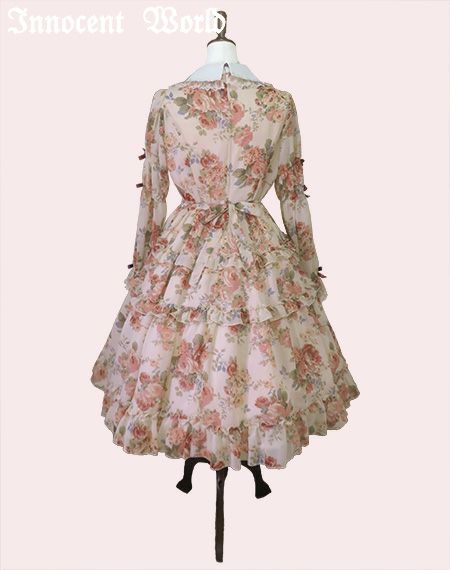 ローズシフォン丸衿ドレス