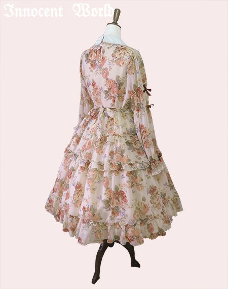 ローズシフォン丸衿ドレス