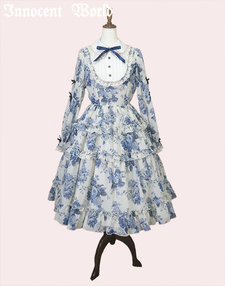 ローズシフォン丸衿ドレス