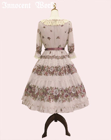 アンティークパンジーシフォンドレス