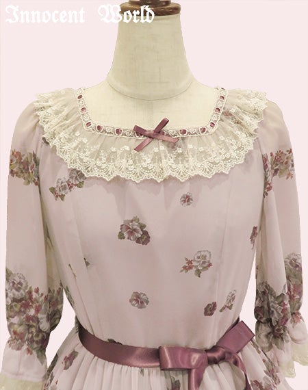 アンティークパンジーシフォンドレス