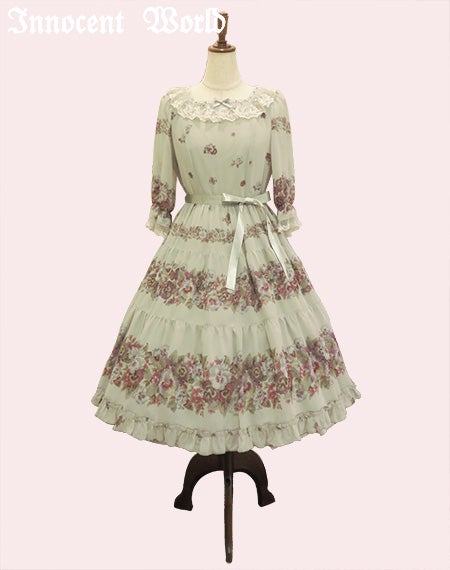 アンティークパンジーシフォンドレス