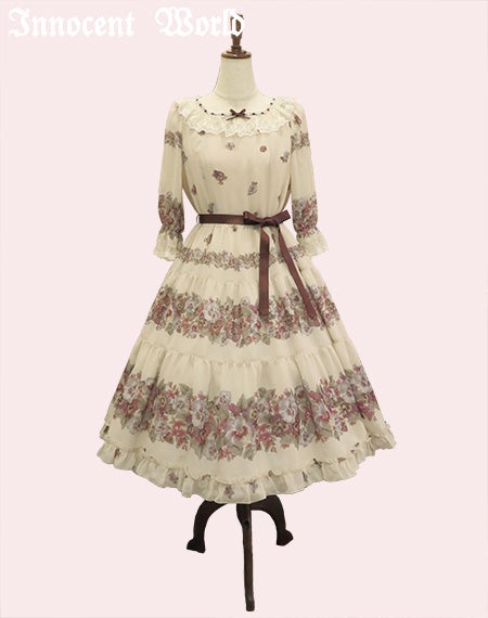 アンティークパンジーシフォンドレス