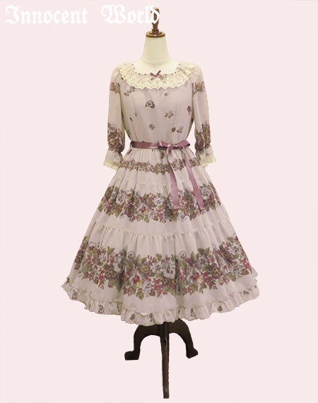 アンティークパンジーシフォンドレス