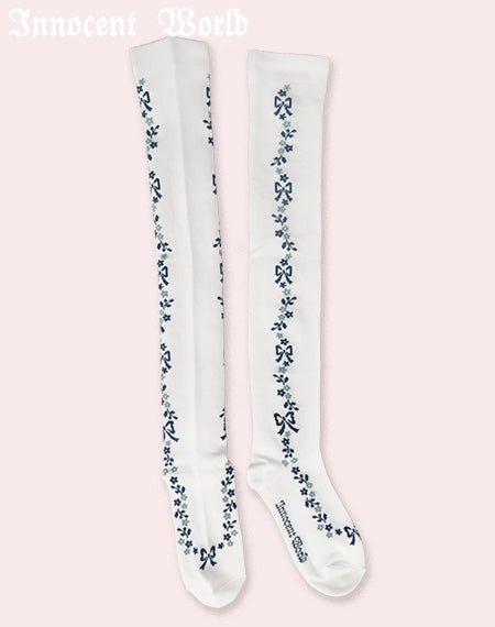 小さな花とリボンのオーバーニー