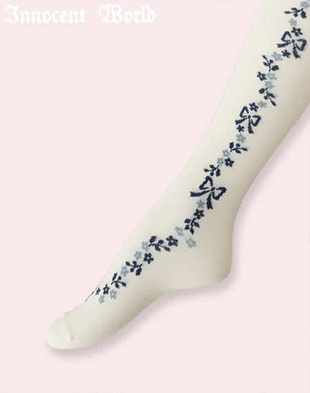 小さな花とリボンのオーバーニー