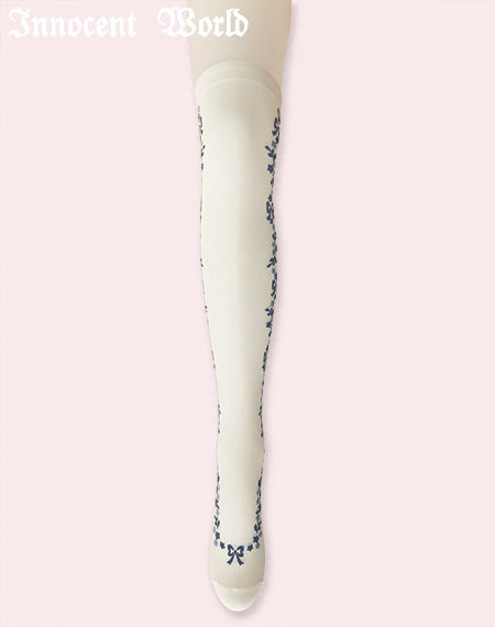 小さな花とリボンのオーバーニー