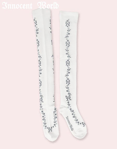 小さな花とリボンのオーバーニー