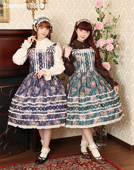 薔薇と苺のクロスリボンジャンパースカート