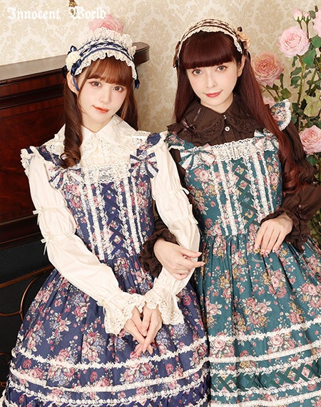 薔薇と苺のクロスリボンジャンパースカート