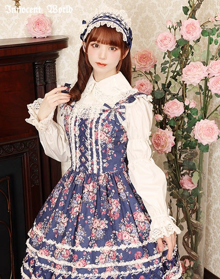 薔薇と苺のクロスリボンジャンパースカート