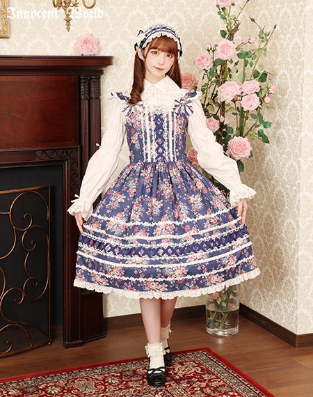 薔薇と苺のクロスリボンジャンパースカート