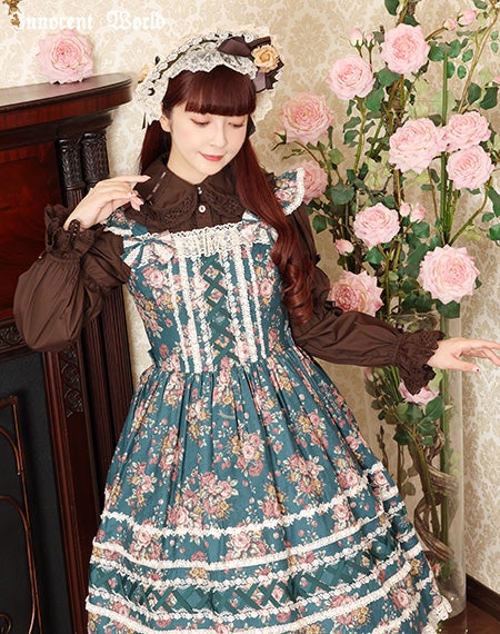 薔薇と苺のクロスリボンジャンパースカート