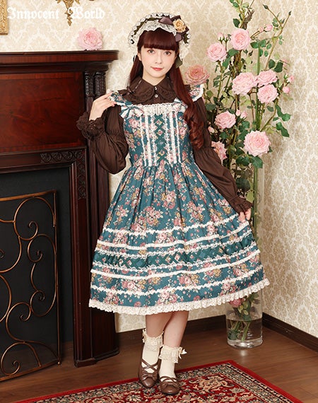 薔薇と苺のクロスリボンジャンパースカート