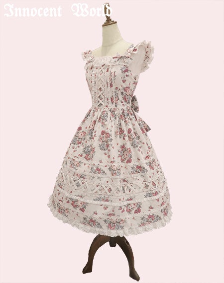 薔薇と苺のクロスリボンジャンパースカート