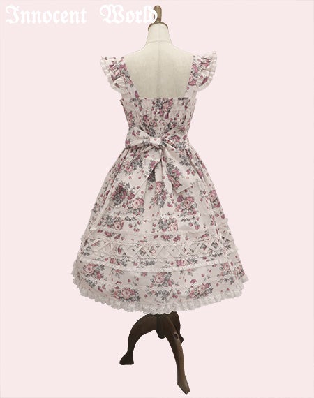 薔薇と苺のクロスリボンジャンパースカート