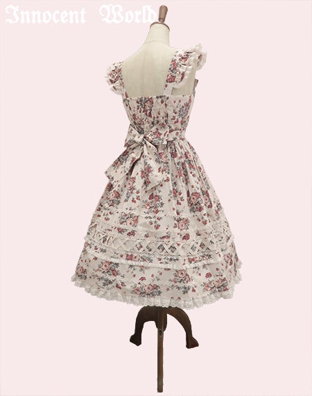 薔薇と苺のクロスリボンジャンパースカート