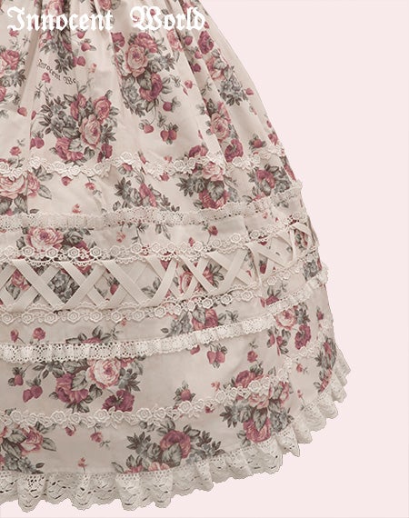 薔薇と苺のクロスリボンジャンパースカート