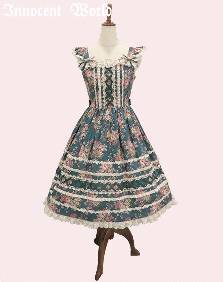 薔薇と苺のクロスリボンジャンパースカート