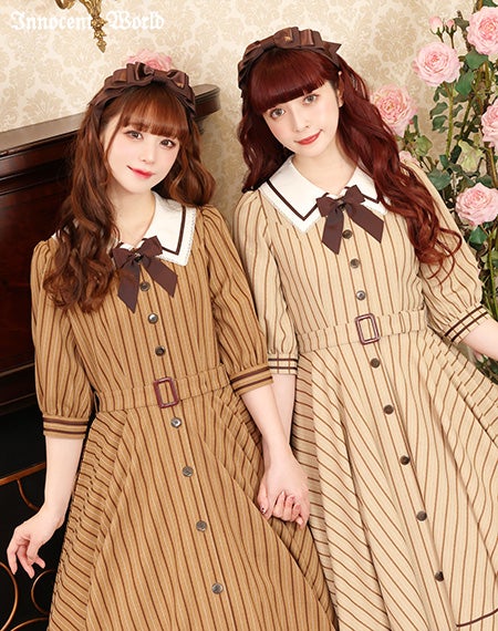 英国調ストライプワンピース