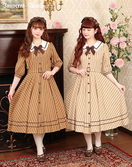 英国調ストライプワンピース