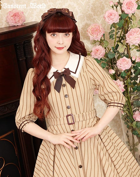 英国調ストライプワンピース