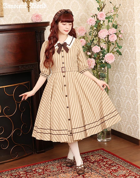 英国調ストライプワンピース