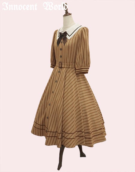 英国調ストライプワンピース