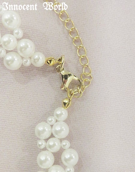 リボンクラウンパールネックレス