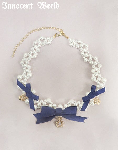 リボンクラウンパールネックレス