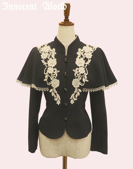 つる薔薇レースケープ付きショートコート