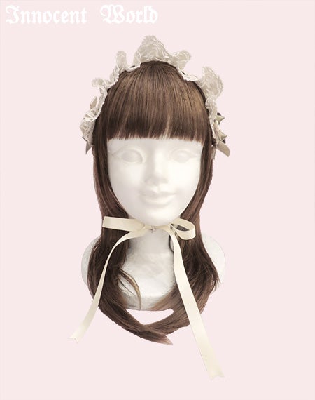【Innocent World 】薔薇とレースとリボンのヘッドドレス　生成り×赤 巻きバラヘッドドレス | Innocent World