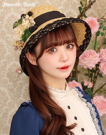 コサージュ付カサブランカハット