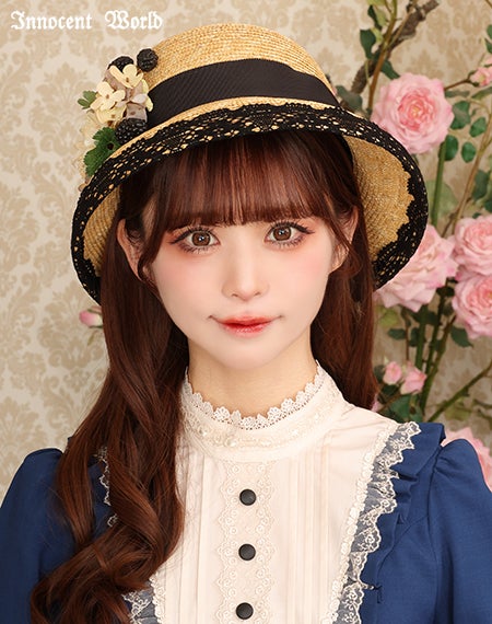 コサージュ付カサブランカハット