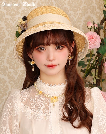 コサージュ付カサブランカハット