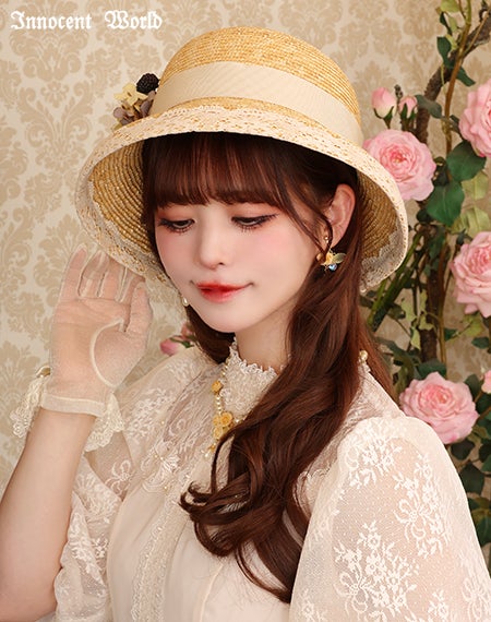 コサージュ付カサブランカハット