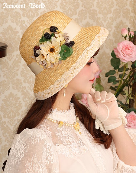 コサージュ付カサブランカハット