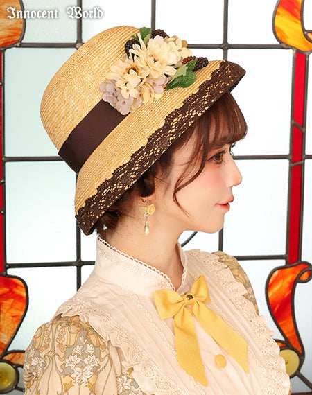【美品】Innocent World　コサージュ付カサブランカハット　生成X生成 コサージュ付カサブランカハット | Innocent World