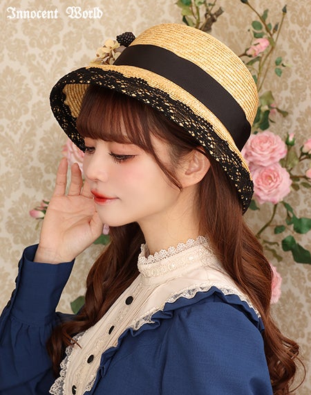 コサージュ付カサブランカハット