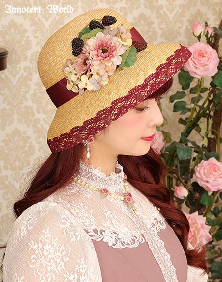 コサージュ付カサブランカハット