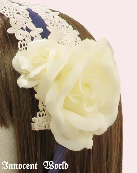 【美品】Innocent World イノワ 薔薇 レース ヘッドドレス 華麗な薔薇のヘッドドレス | Innocent World