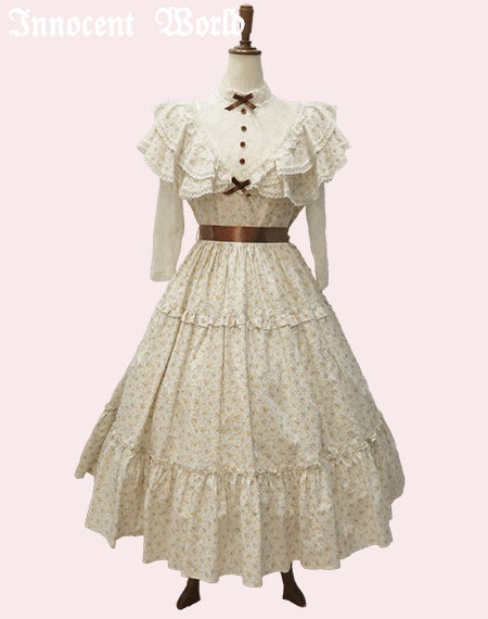 小さなブーケのショール風ワンピース