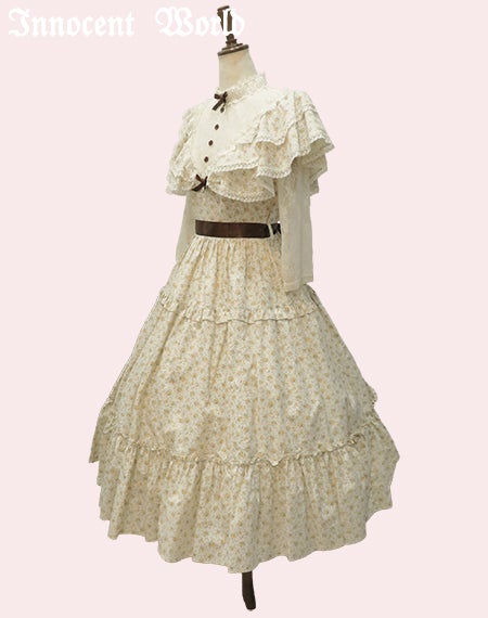 小さなブーケのショール風ワンピース